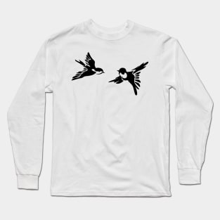 Flying Birds Chickadees Sparrow Long Sleeve T-Shirt